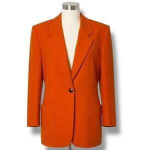 Liz Claiborne Wool Cashmere Rust Longline Blazer Size 14 L Vintage 90’s